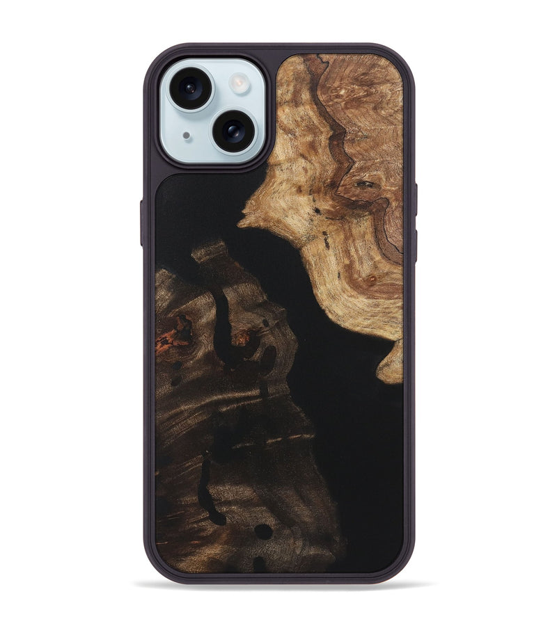 iPhone 15 Plus Wood+Resin Phone Case - Fabian (Pure Black, 722429)