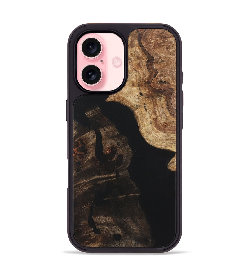 iPhone 16 Wood+Resin Phone Case - Fabian (Pure Black, 722429)