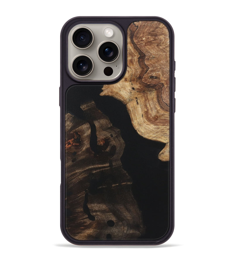 iPhone 16 Pro Max Wood+Resin Phone Case - Fabian (Pure Black, 722429)