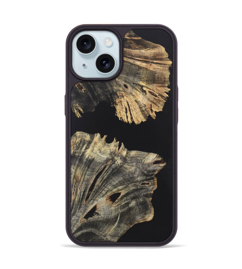 iPhone 15 Wood+Resin Phone Case - Tracy (Pure Black, 722430)