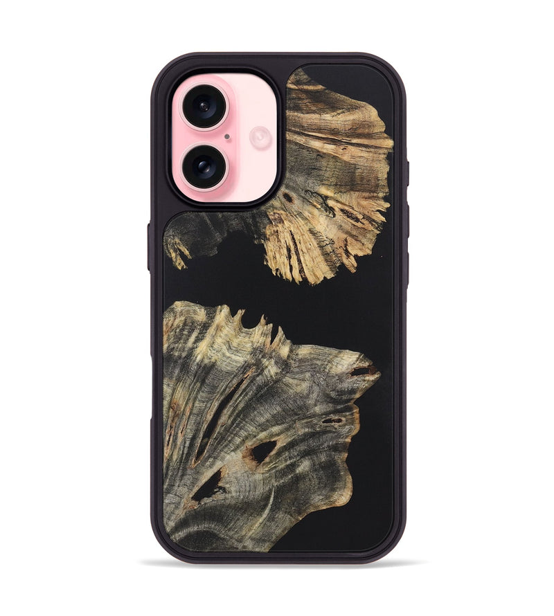 iPhone 16 Wood+Resin Phone Case - Tracy (Pure Black, 722430)