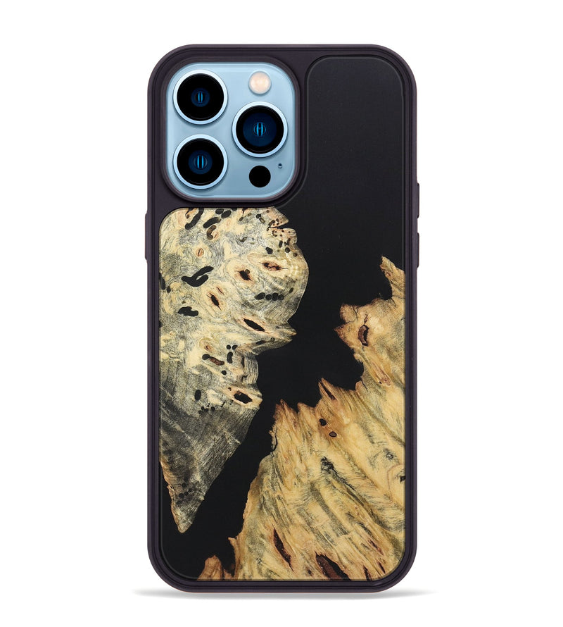 iPhone 14 Pro Max Wood+Resin Phone Case - Kamryn (Pure Black, 722432)