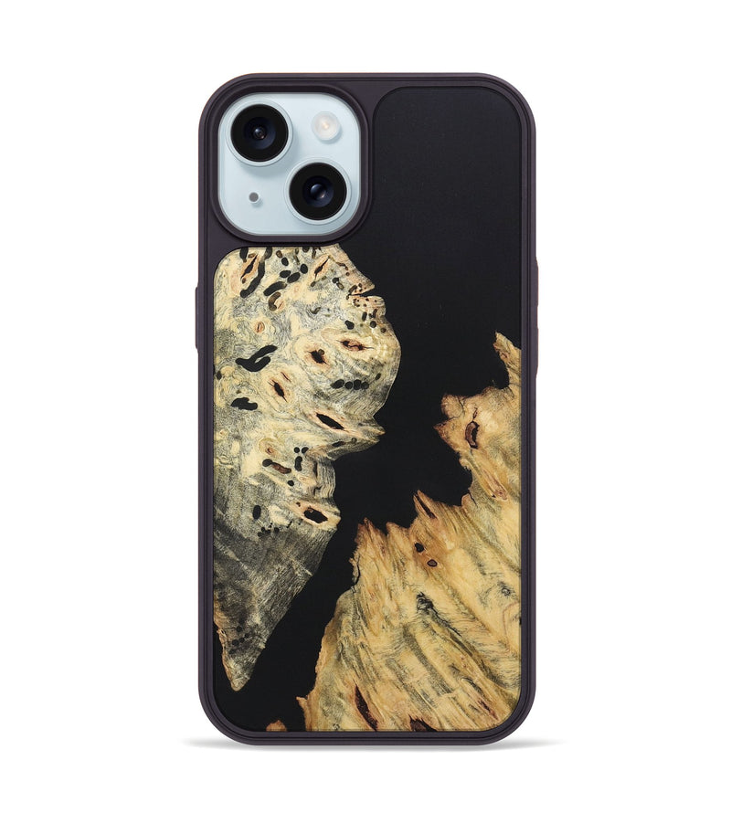 iPhone 15 Wood+Resin Phone Case - Kamryn (Pure Black, 722432)