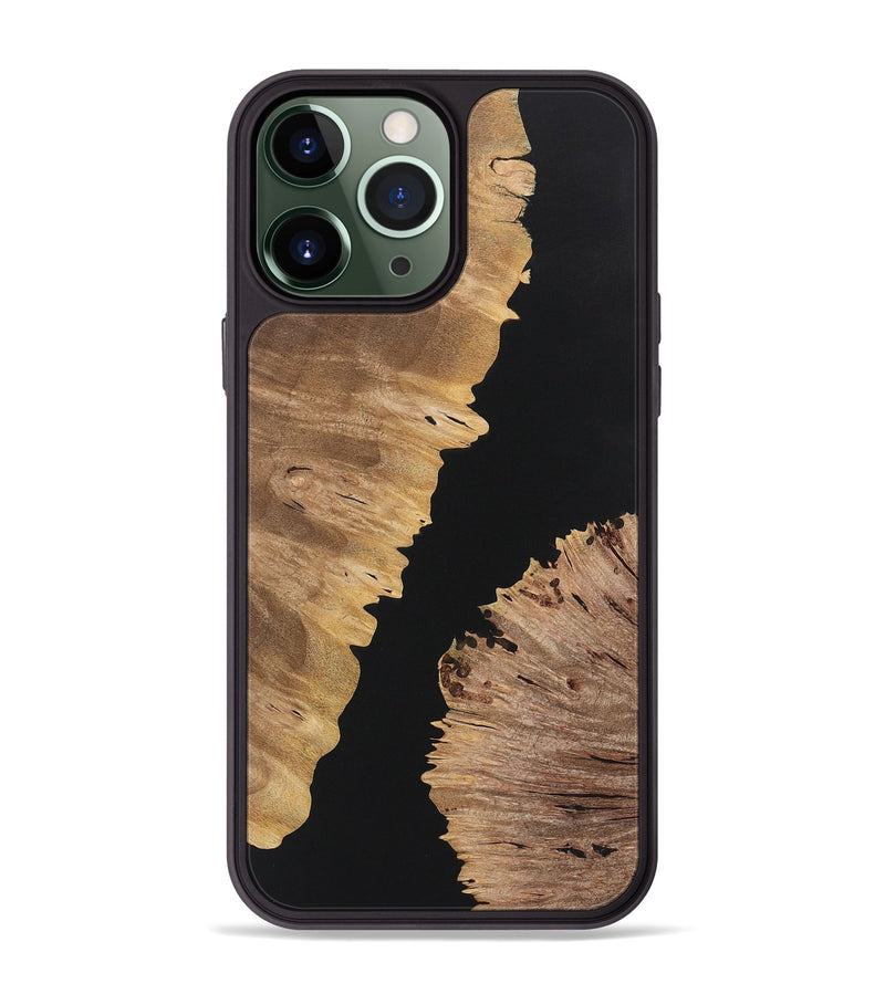 iPhone 13 Pro Max Wood+Resin Phone Case - Alexandra (Pure Black, 722435)