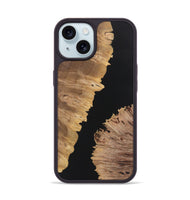 iPhone 15 Wood+Resin Phone Case - Alexandra (Pure Black, 722435)