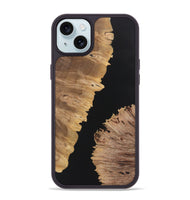 iPhone 15 Plus Wood+Resin Phone Case - Alexandra (Pure Black, 722435)