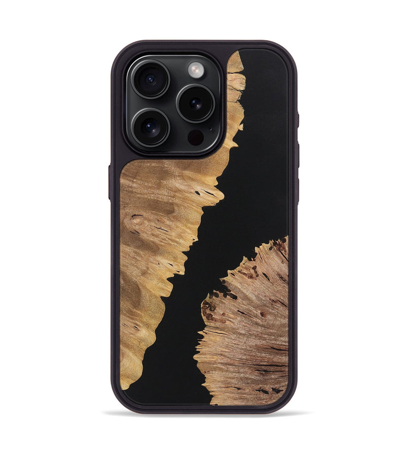 iPhone 15 Pro Wood+Resin Phone Case - Alexandra (Pure Black, 722435)