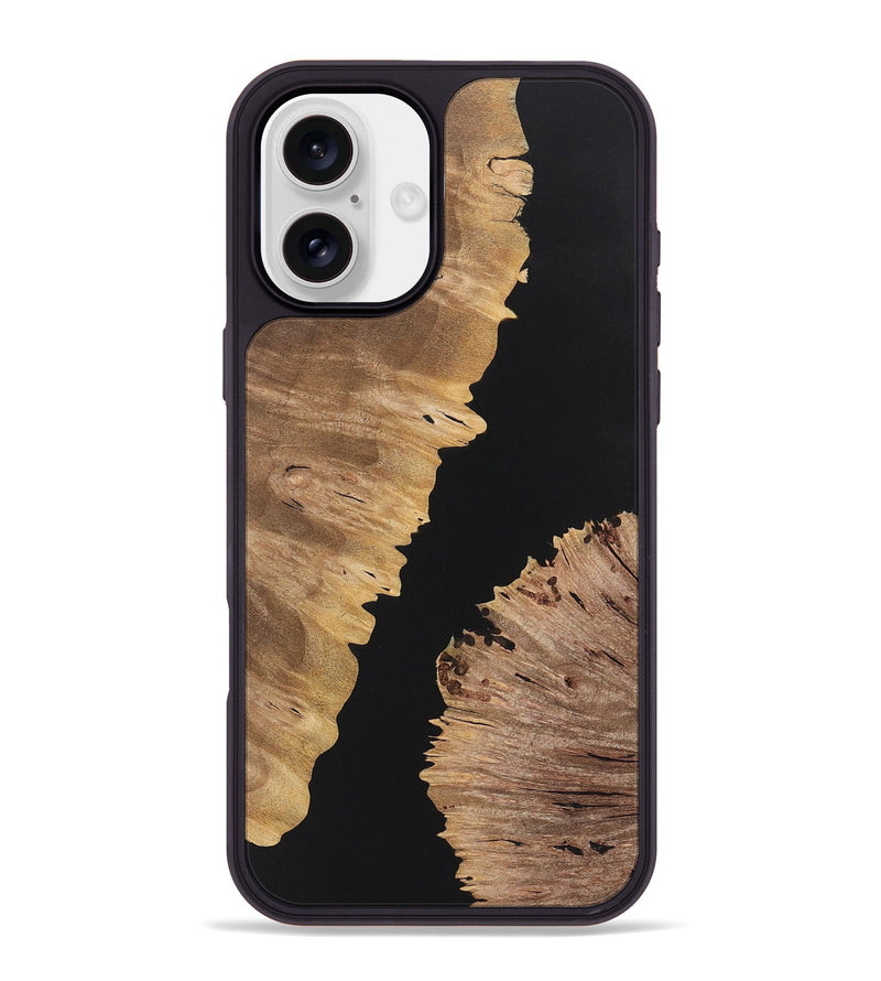 iPhone 16 Plus Wood+Resin Phone Case - Alexandra (Pure Black, 722435)