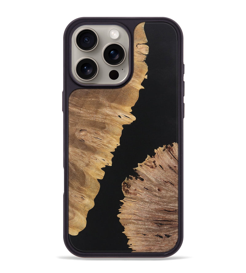 iPhone 16 Pro Max Wood+Resin Phone Case - Alexandra (Pure Black, 722435)