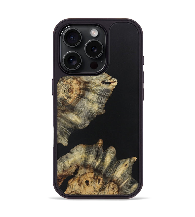 iPhone 16 Pro Wood+Resin Phone Case - Henrietta (Pure Black, 722436)