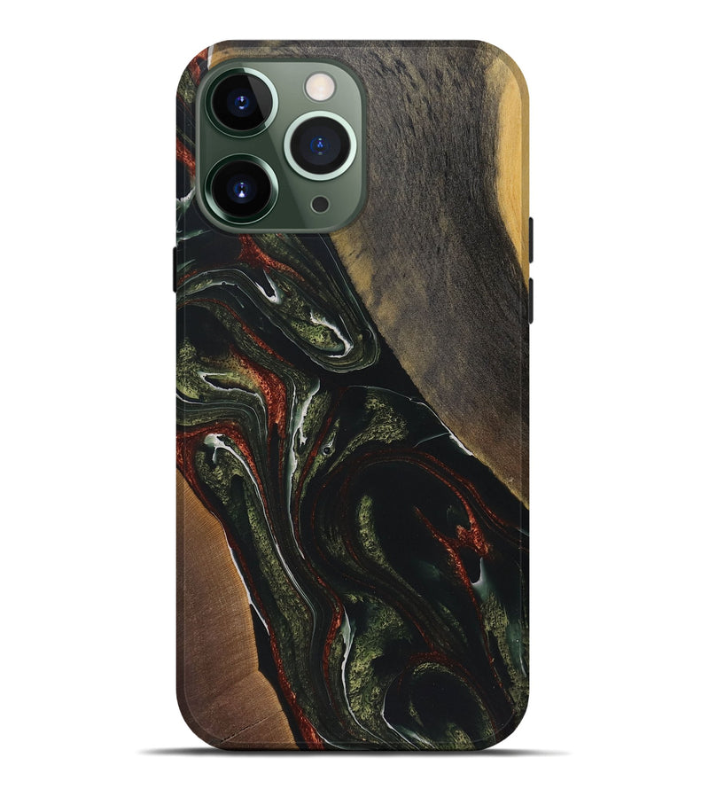 iPhone 13 Pro Max Wood+Resin Live Edge Phone Case - Johnny (Green, 722468)