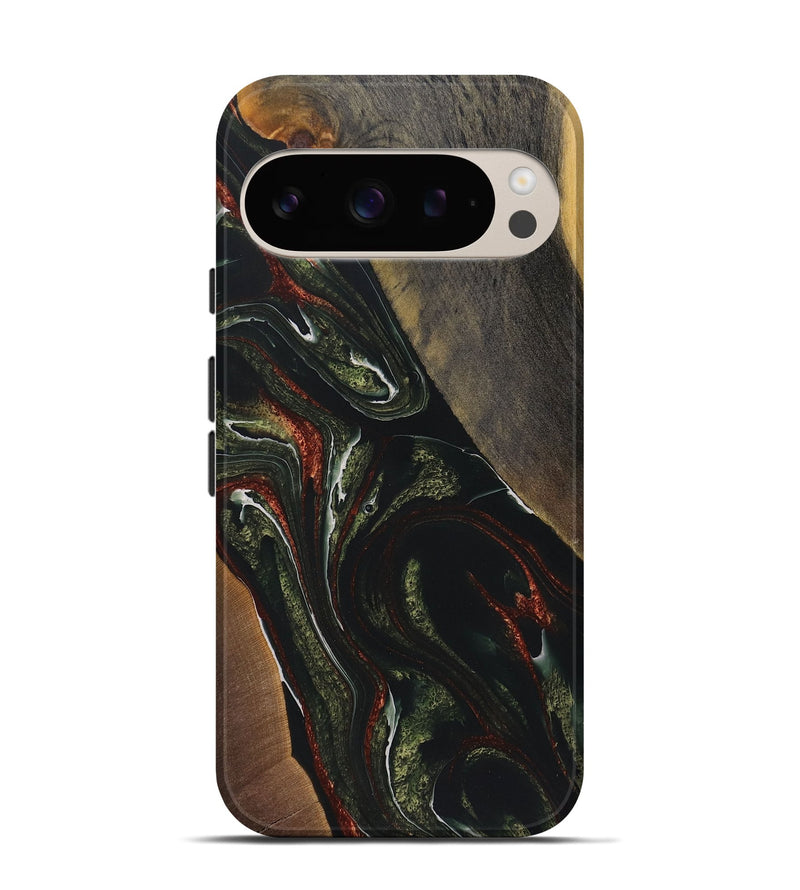 Pixel 9 Wood+Resin Live Edge Phone Case - Johnny (Green, 722468)