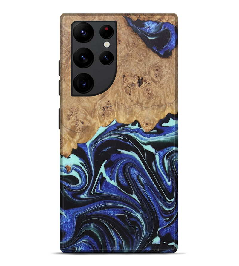 Galaxy S22 Ultra Wood+Resin Live Edge Phone Case - Deanna (Blue, 722469)