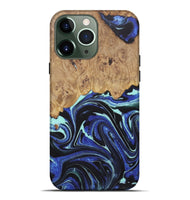 iPhone 13 Pro Max Wood+Resin Live Edge Phone Case - Deanna (Blue, 722469)