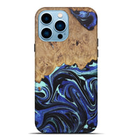 iPhone 14 Pro Max Wood+Resin Live Edge Phone Case - Deanna (Blue, 722469)