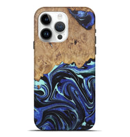 iPhone 15 Pro Max Wood+Resin Live Edge Phone Case - Deanna (Blue, 722469)