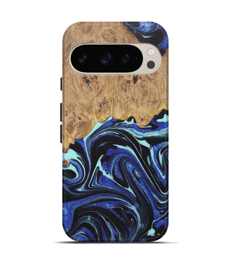 Pixel 9 Wood+Resin Live Edge Phone Case - Deanna (Blue, 722469)