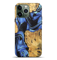 iPhone 13 Pro Max Wood+Resin Live Edge Phone Case - Katie (Blue, 722470)