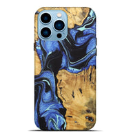 iPhone 14 Pro Max Wood+Resin Live Edge Phone Case - Katie (Blue, 722470)