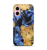 iPhone 16 Wood+Resin Live Edge Phone Case - Katie (Blue, 722470)