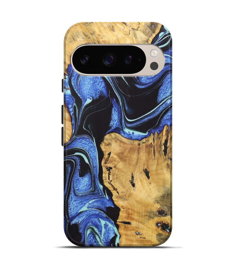 Pixel 9 Pro Wood+Resin Live Edge Phone Case - Katie (Blue, 722470)