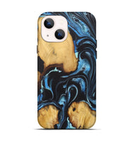 iPhone 14 Wood+Resin Live Edge Phone Case - Josie (Blue, 722471)