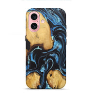 iPhone 16 Wood+Resin Live Edge Phone Case - Josie (Blue, 722471)