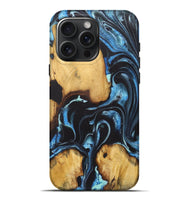 iPhone 16 Pro Max Wood+Resin Live Edge Phone Case - Josie (Blue, 722471)