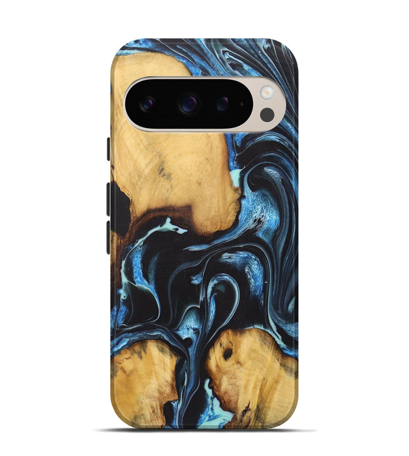 Pixel 9 Pro Wood+Resin Live Edge Phone Case - Josie (Blue, 722471)