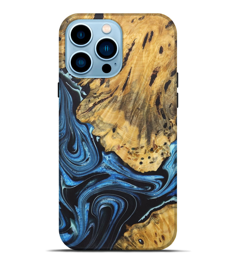 iPhone 14 Pro Max Wood+Resin Live Edge Phone Case - Cole (Blue, 722472)