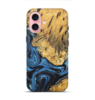 iPhone 16 Wood+Resin Live Edge Phone Case - Cole (Blue, 722472)