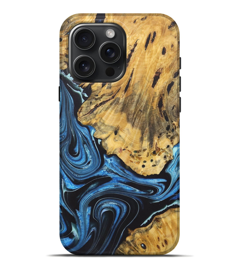 iPhone 16 Pro Max Wood+Resin Live Edge Phone Case - Cole (Blue, 722472)