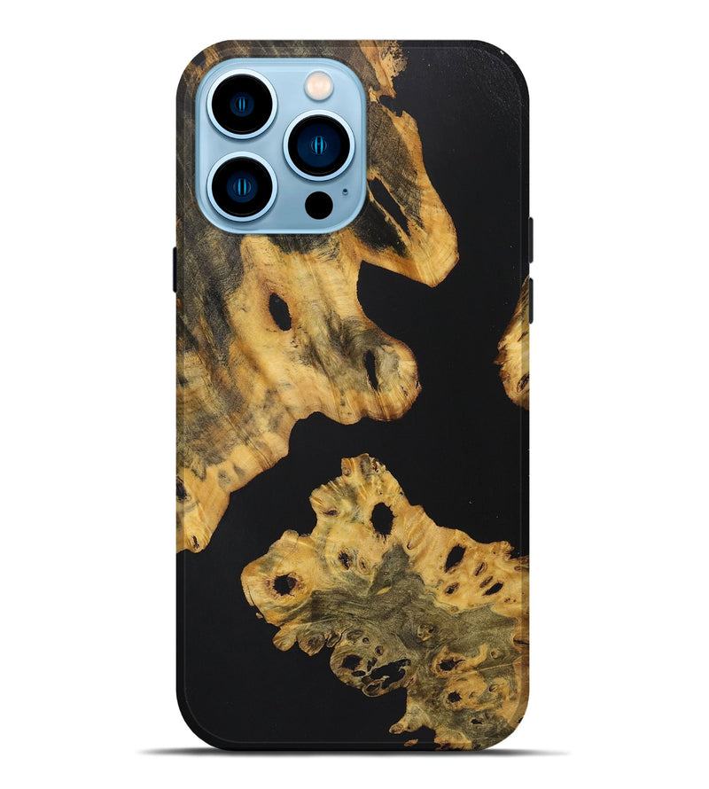 iPhone 14 Pro Max Wood+Resin Live Edge Phone Case - Teagan (Pure Black, 722476)