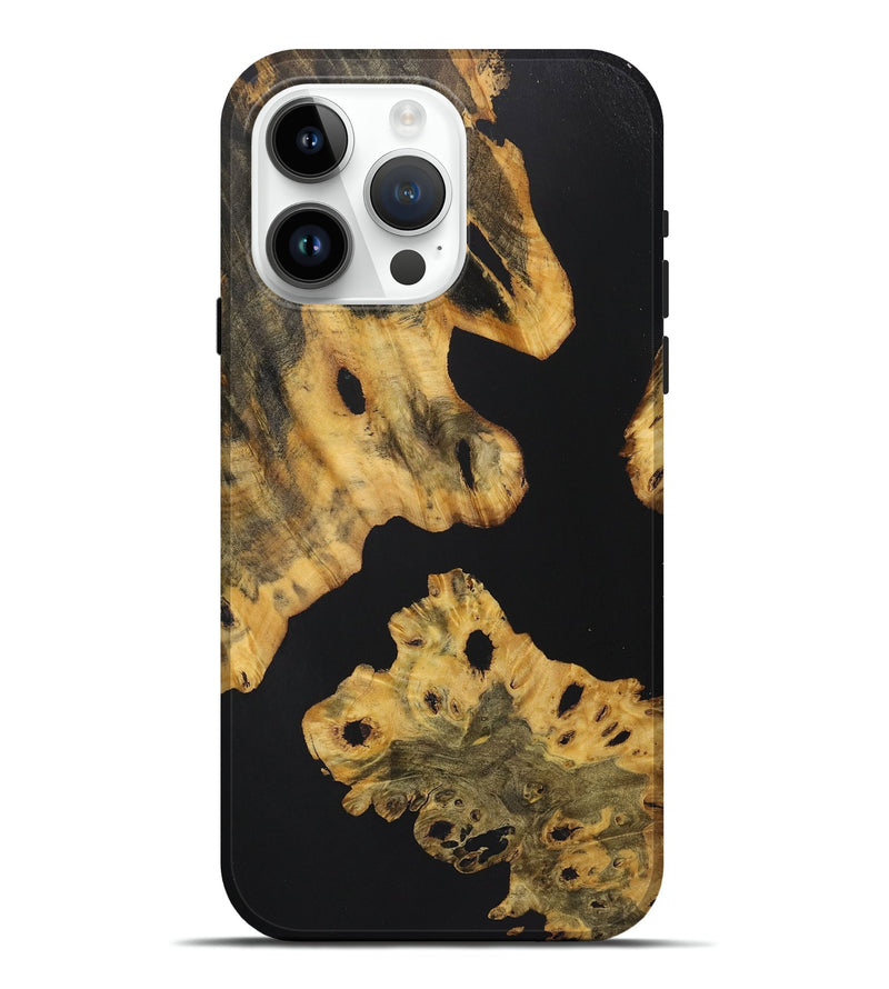 iPhone 15 Pro Max Wood+Resin Live Edge Phone Case - Teagan (Pure Black, 722476)