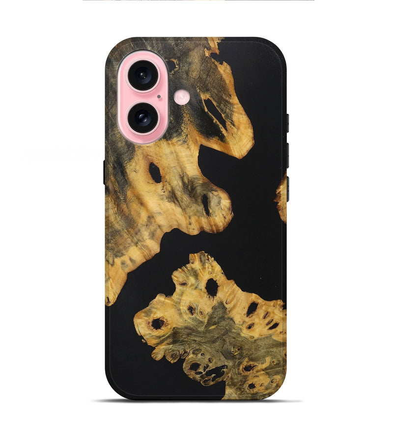 iPhone 16 Wood+Resin Live Edge Phone Case - Teagan (Pure Black, 722476)