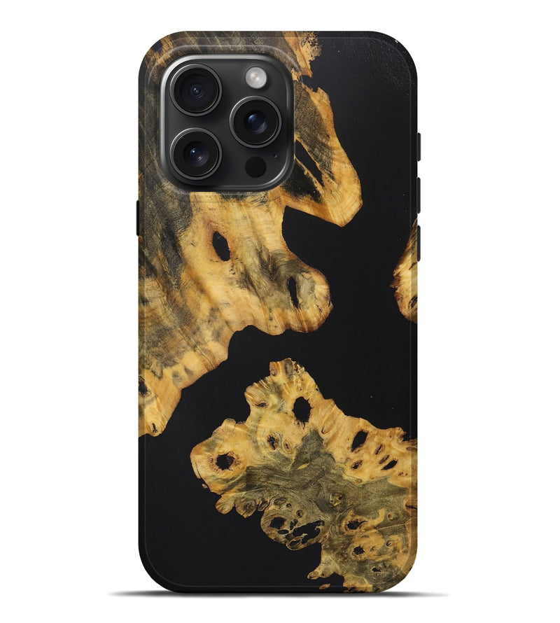 iPhone 16 Pro Max Wood+Resin Live Edge Phone Case - Teagan (Pure Black, 722476)