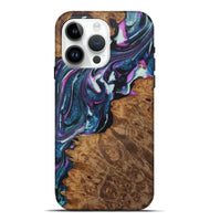 iPhone 15 Pro Max Wood+Resin Live Edge Phone Case - Malik (Blue, 722479)