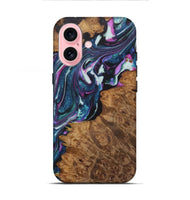 iPhone 16 Wood+Resin Live Edge Phone Case - Malik (Blue, 722479)