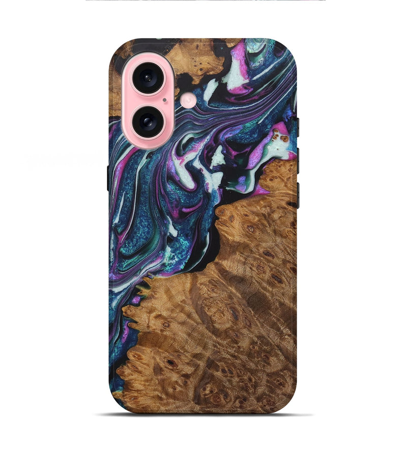 iPhone 16 Wood+Resin Live Edge Phone Case - Malik (Blue, 722479)