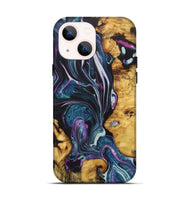 iPhone 14 Wood+Resin Live Edge Phone Case - Adalyn (Blue, 722480)