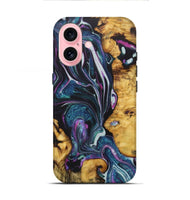 iPhone 16 Wood+Resin Live Edge Phone Case - Adalyn (Blue, 722480)