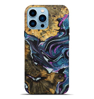 iPhone 14 Pro Max Wood+Resin Live Edge Phone Case - Rita (Blue, 722481)