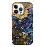 iPhone 15 Pro Max Wood+Resin Live Edge Phone Case - Rita (Blue, 722481)