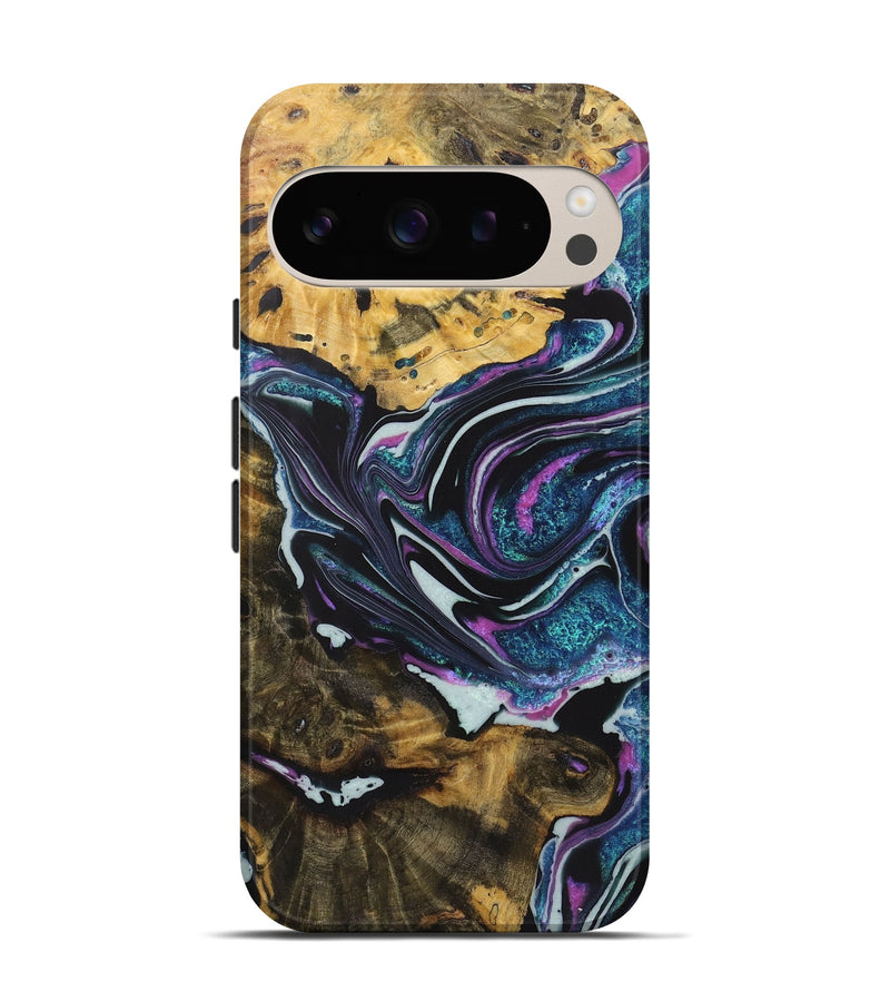 Pixel 9 Wood+Resin Live Edge Phone Case - Rita (Blue, 722481)