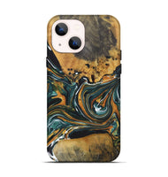 iPhone 14 Wood+Resin Live Edge Phone Case - Madilyn (Green, 722482)