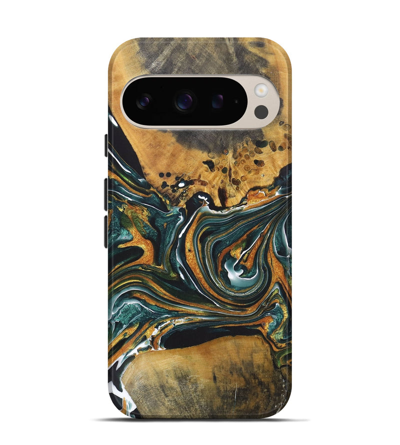 Pixel 9 Wood+Resin Live Edge Phone Case - Madilyn (Green, 722482)