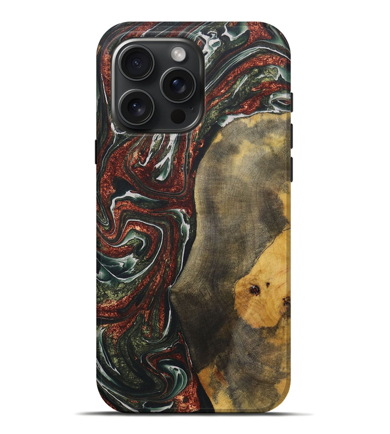 iPhone 16 Pro Max Wood+Resin Live Edge Phone Case - Bill (Green, 722483)