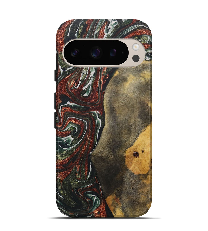 Pixel 9 Wood+Resin Live Edge Phone Case - Bill (Green, 722483)