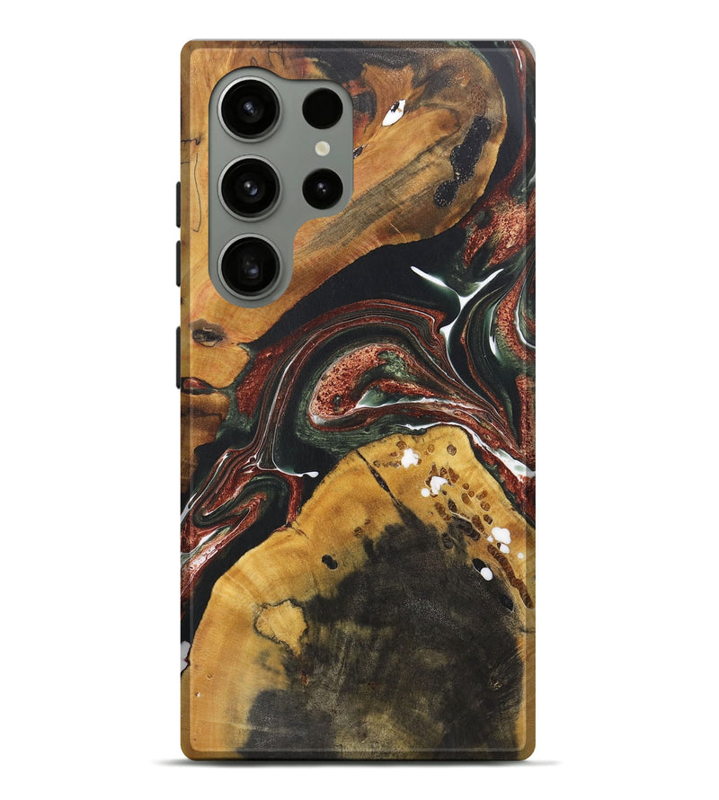 Galaxy S24 Ultra Wood+Resin Live Edge Phone Case - Ebony (Green, 722484)