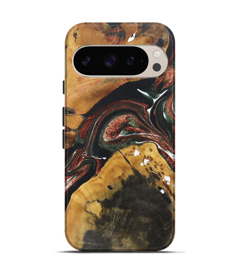 Pixel 9 Wood+Resin Live Edge Phone Case - Ebony (Green, 722484)